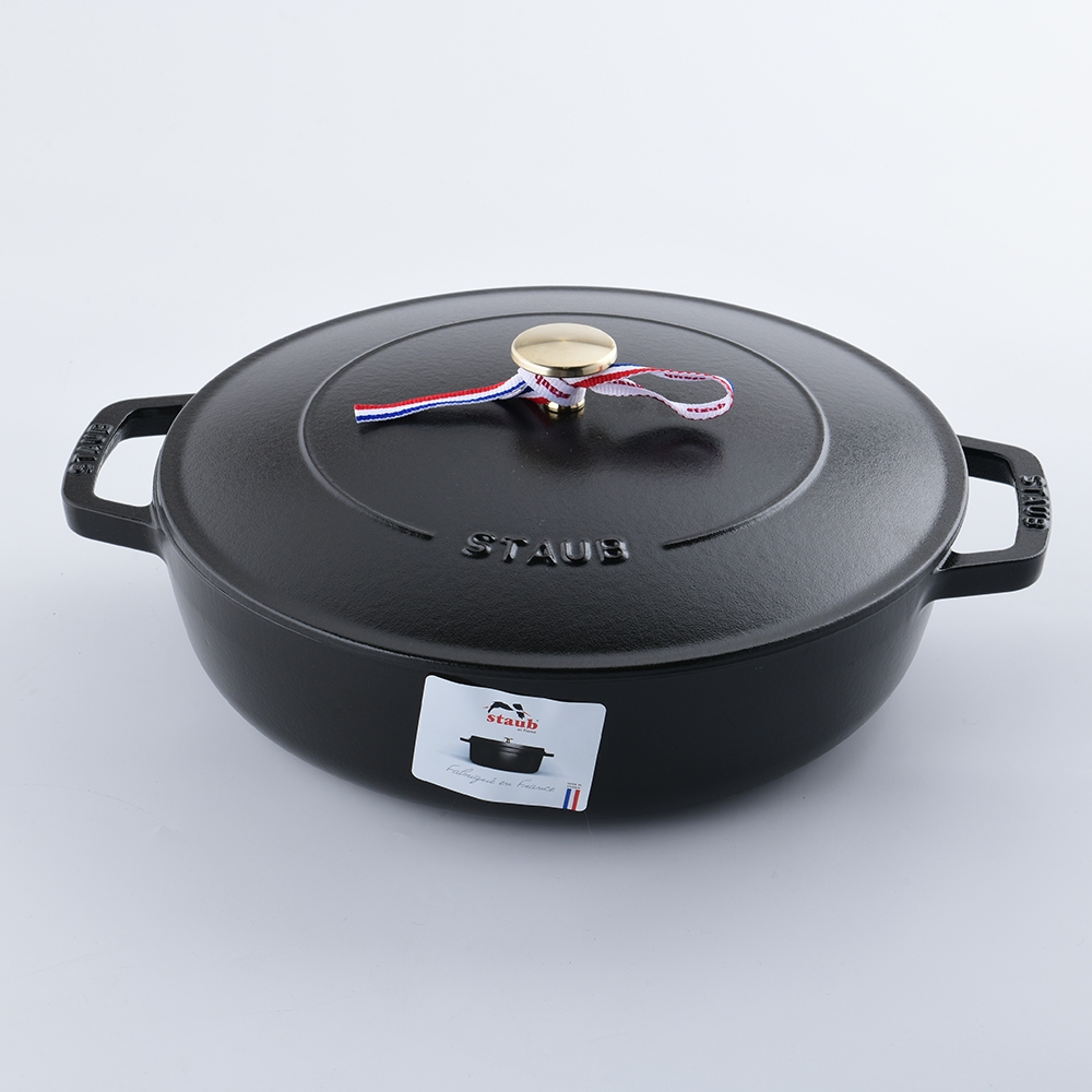 Staub 水滴形多功能鑄鐵燉鍋28cm 3.7L 黑鑄鐵鍋湯鍋(電磁爐IH爐可用
