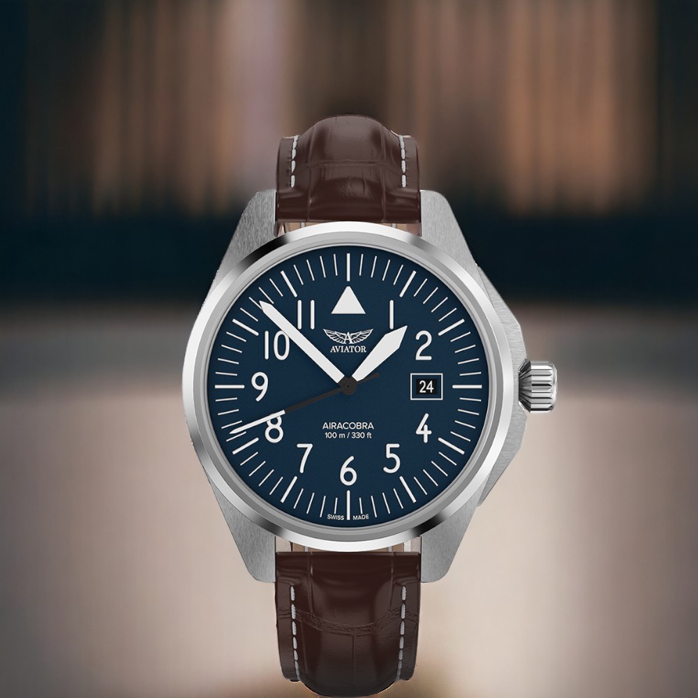 AVIATOR 飛行員 AIRACOBRA P43 TYPE A 飛行風格 腕錶 手錶 男錶 藍色-V.1.38.0.317.4