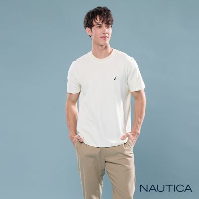 Nautica 官方旗艦 男裝 吸濕排汗休閒短袖T恤-淺黃色