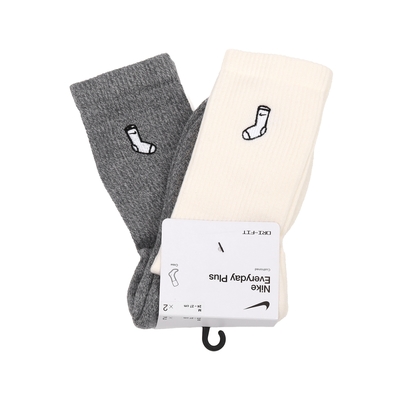 Nike 長襪 Everyday Plus 米白 灰 速乾 包覆 刺繡 中筒襪 休閒襪 襪子 FB5709-900
