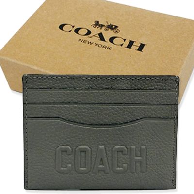 COACH 字母LOGO牛皮信用卡夾名片夾禮盒(灰)