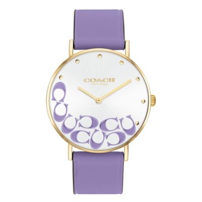 COACH 官方授權 Perry 優雅紫 公司貨CC皮帶錶-女錶(CO14504134)36mm