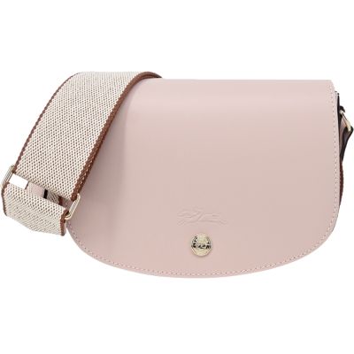 LONGCHAMP ÉPURE系列滑面小牛皮半月型斜背包(小/玫瑰粉)