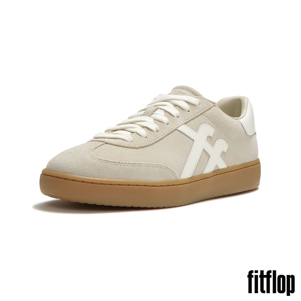 【FitFlop】THE DASH T 字形麂皮休閒鞋-女(霧灰褐色/奶油色) (霧灰褐色/奶油色)