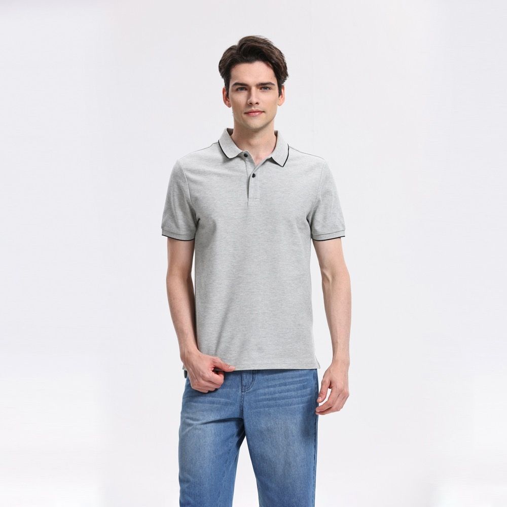 GIORDANO 男裝涼感抗菌防蟎撞色領POLO衫【多色任選】 (03 中花灰)