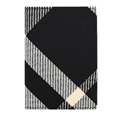 BURBERRY BATEMAN 織布格紋造型對開式卡夾(黑)