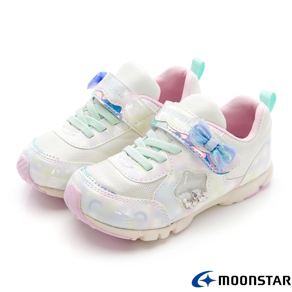 日本月星MoonStar機能童鞋-LV渲染繽紛競速童鞋(2E寬楦)中童段-LV12748白(15~20cm)