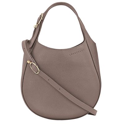LONGCHAMP Le Foulonne S 荔紋牛皮半月手提/斜背兩用包(駝灰)
