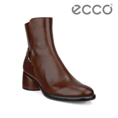 ECCO SCULPTED LX 35 雕塑經典環性設計粗跟拉鍊踝靴 女鞋 棕色