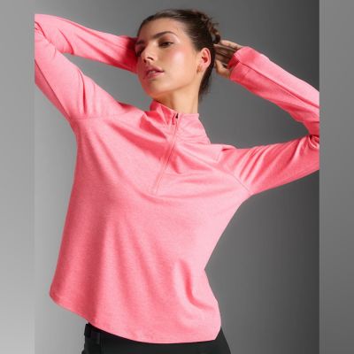【2XU】Aero 1/2 Zip 女士 暢跑輕量1/2拉鍊機能運動長袖上衣 | 粉紅