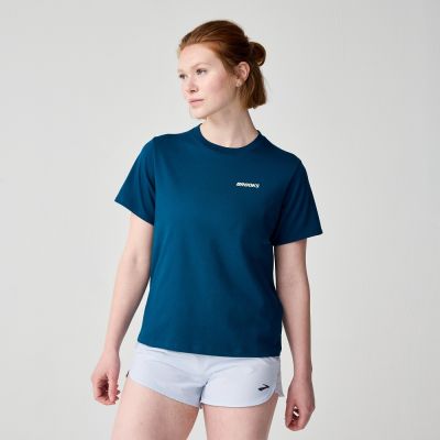 BROOKS 女 Graphic 短袖上衣 宇宙藍綠/欣悅黃 (221761359)