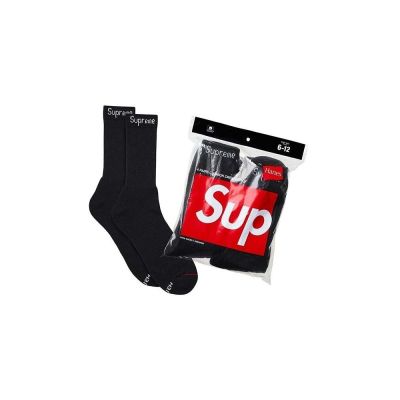 Supreme Hanes Crew Socks 襪子 四雙一組 黑色 99HAA26B-BK [台灣現貨]