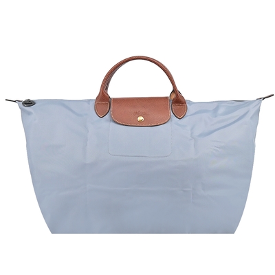 LONGCHAMP LE PLIAGE系列短把再生尼龍摺疊水餃旅行袋(大/鋼灰)