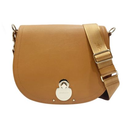【LONGCHAMP】L1396HNA016 經典皮革郵差包 (橘棕色)