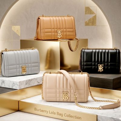 BURBERRY 巴寶莉 Lola TB logo 絎縫羊皮肩背/斜背鍊帶包-多色可選