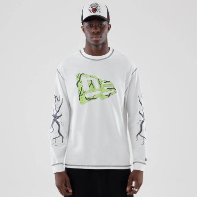 NEW ERA 男女 寬版長袖上衣 Stranger Things 怪奇物語 白 NE60833729