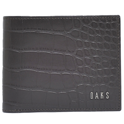 DAKS 經典鱷魚壓紋品牌字母LOGO卡片證照機能短夾(深咖啡色)