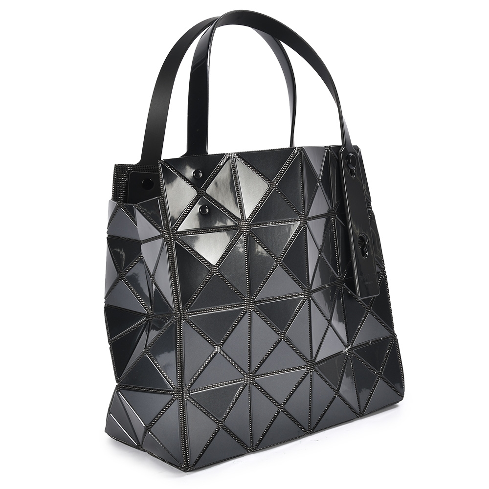 ISSEY MIYAKE 三宅一生BAOBAO 亮面方格4x4手提/肩背包-黑色