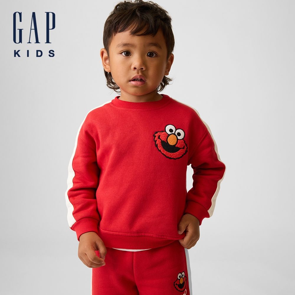 【GAP】嬰兒及幼兒VintageSoft Gap × Sesame Street芝麻街大學T-現代紅(915345) (現代紅)