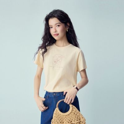 GIORDANO 女裝美好時光印花圓領短袖T恤【多色任選】