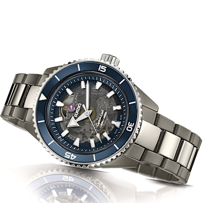 RADO 雷達表 限定款Captain Cook庫克船長300米電漿陶瓷鏤空藍43㎜ R01 (R32128202)
