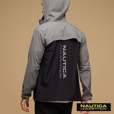 Nautica 男裝 COMPETITION 撞色尼龍連帽外套-灰色