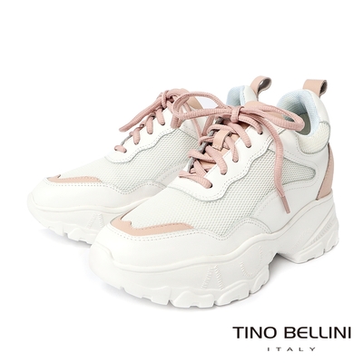 Tino Bellini 甜美休閒色塊拼接增高老爹運動鞋-粉紅
