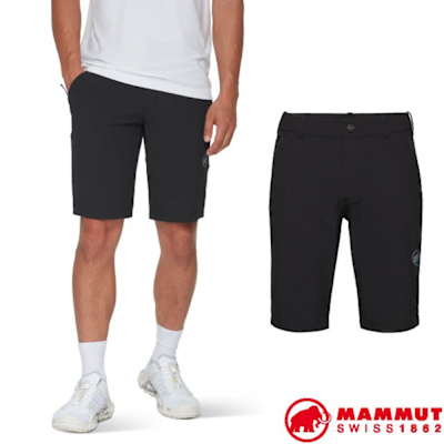 【MAMMUT 長毛象】男 Hiking V Shorts 多功能彈性透氣登山健行短褲 1023-01150-0001 黑