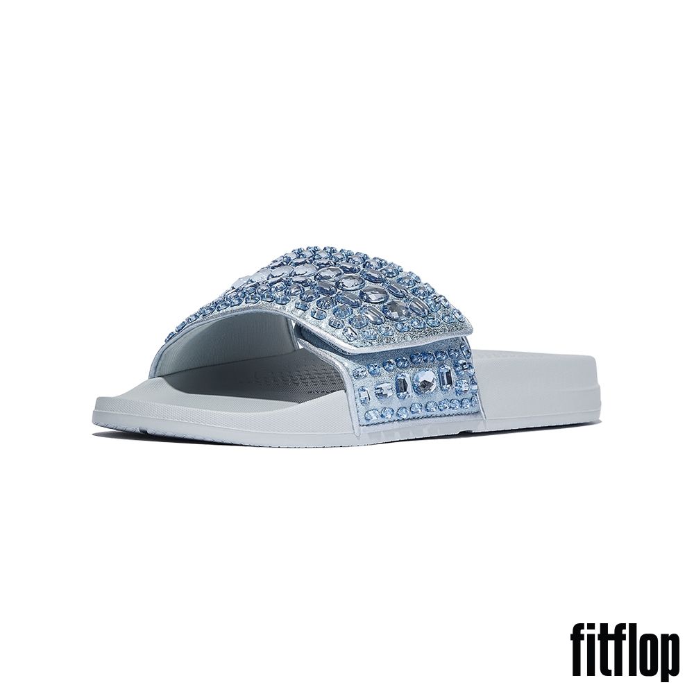 【FitFlop】iQUSHION 可調式多水鑽輕量涼鞋-女(低調藍) (低調藍)