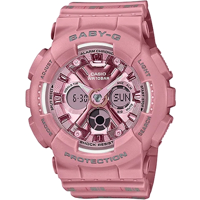 CASIO 卡西歐 BABY-G 校園風休閒雙顯手錶 寵愛媽媽 送禮推薦-粉紅 BA-130SP-4A