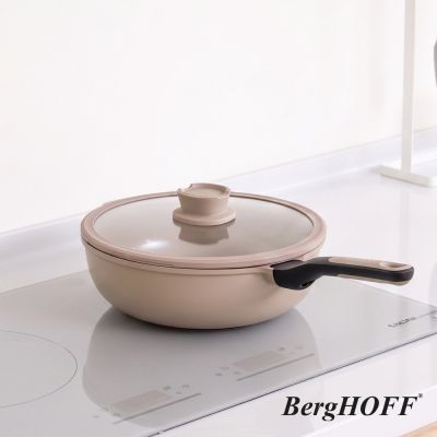 BergHOFF貝高福 Stone+陶瓷塗層不沾鍋單柄含蓋炒鍋28cm(BHST-28W-MK)
