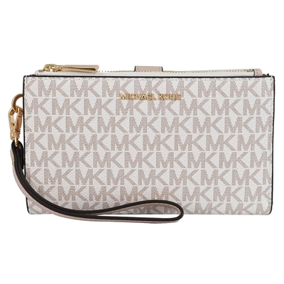 MICHAEL KORS Jet Set經典PVC對開雙拉鏈手掛中夾(芭蕾粉)