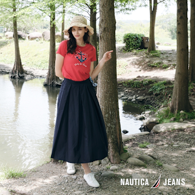 Nautica條紋綁帶長裙
