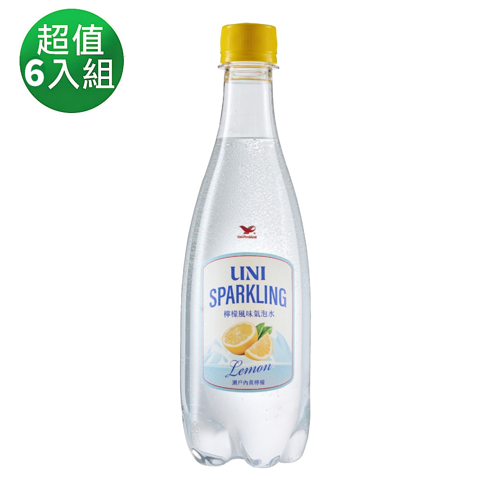 統一 UNI SPARKLING檸檬風味氣泡水 PET500mlx6入