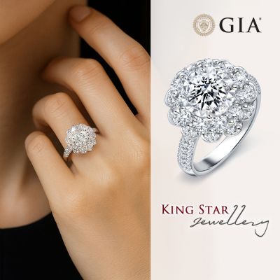 King Star GIA 1克拉 鉑金台 最白D 天然鑽石戒指 豪華滿鑽(整體超越5克拉視覺效果)