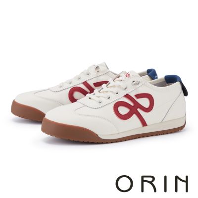 ORIN 異材質拼接德訓風免綁帶休閒鞋 紅色