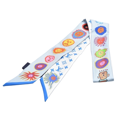 LOUIS VUITTON路易威登 LV M78313聯名YK Faces南瓜圖案長絲巾(淺藍色)