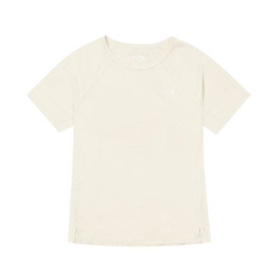 【The North Face 官方旗艦】 北面女款米白色UPF防曬短袖T恤｜8CYYQLI 抗UV
