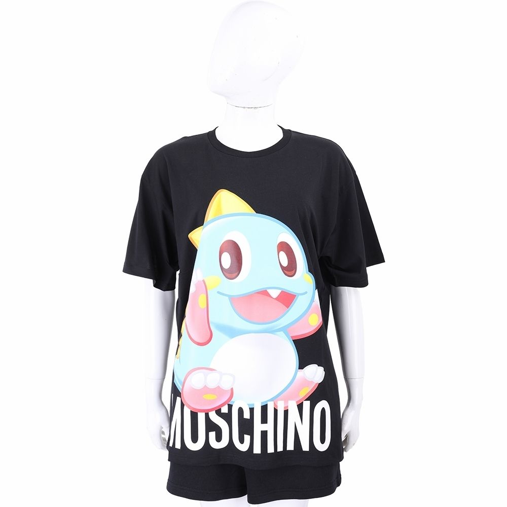MOSCHINO 彩繪泰迪熊 x 泡泡龍聯名 寬鬆版純棉短袖TEE T恤-多款可選 (泡泡龍聯名-黑色)