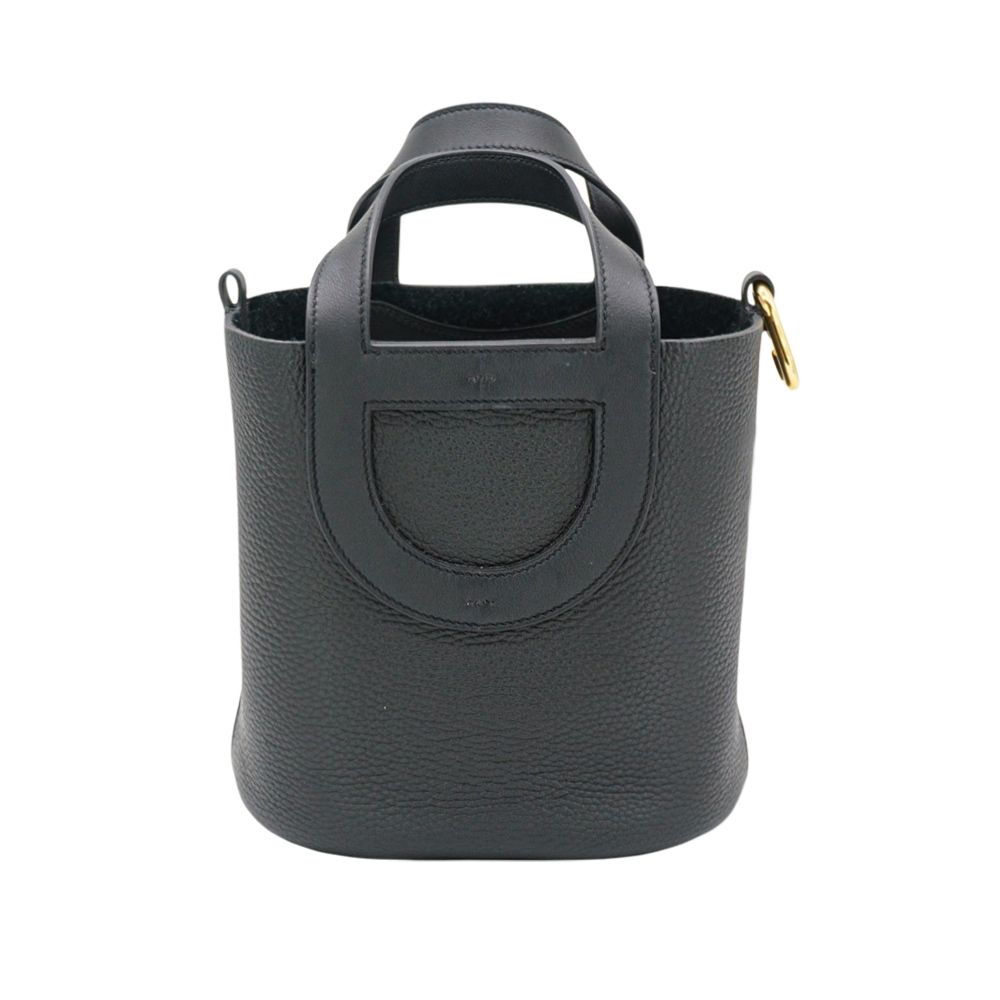 二手品 Hermes 愛馬仕 In The Loop 18 牛皮金釦手提水桶包(Noir黑)
