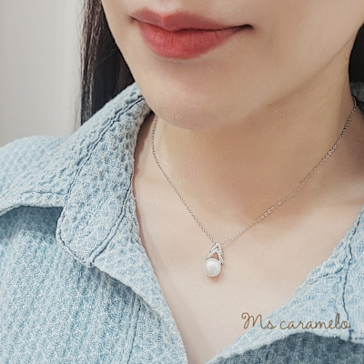 【焦糖小姐 Ms caramelo】925純銀鍍K白 9-9.5MM 淡水珍珠