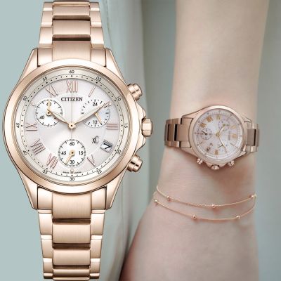 CITIZEN 星辰 XC 光動能計時女錶 夏日煥新提案 送禮推薦-玫瑰金/32.5mm FB1405-58A