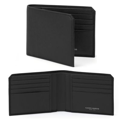 CAMPO MARZIO 義式時尚 小牛皮經典8卡短夾-黑色