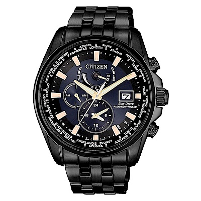 CITIZEN 星辰 黑夜傳說電波光動能男錶(AT9039-51L) 藍x黑/44mm