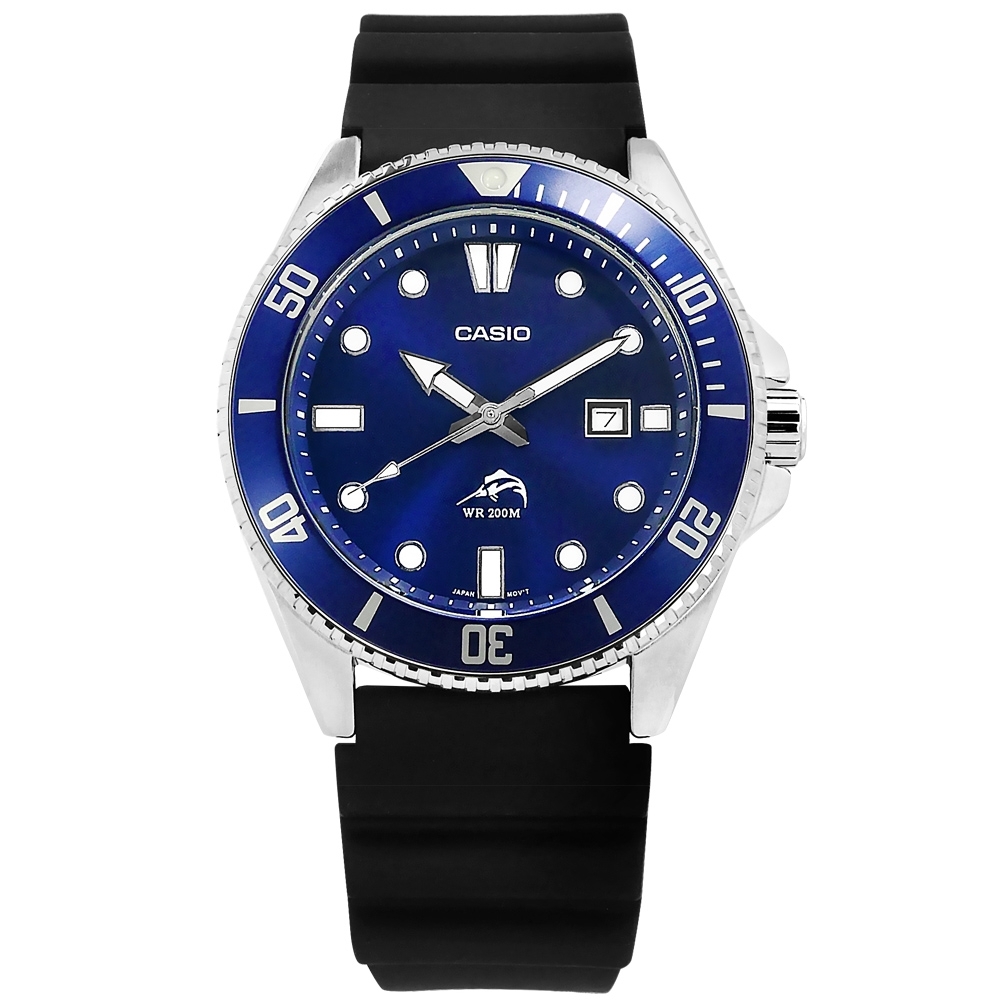 CASIO 卡西歐潛水槍魚系列藍水鬼防水200米日期手錶藍色MDV-106B-2A