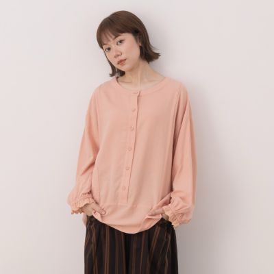 【MOSS CLUB】細褶蕾絲袖口棉麻上衣 黑 粉