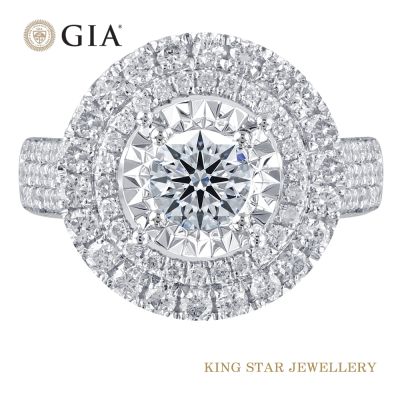 King Star GIA 一克拉 Dcolor PT950鉑金台 天然鑽石戒指 燦爛(3 克拉視覺效果)