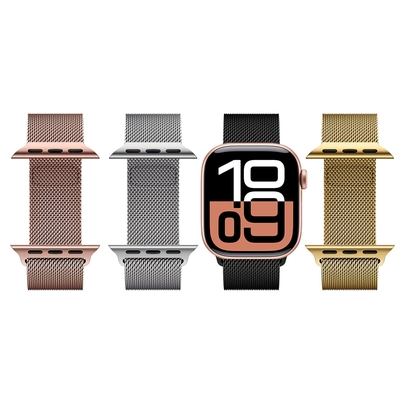 Metal-Slim Apple Watch Series 9/10/SE 40/41/42mm 米蘭式磁吸不銹鋼編織錶帶