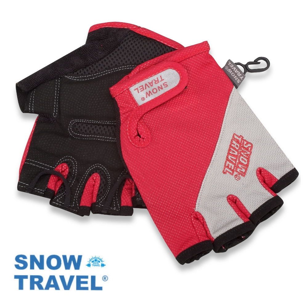 [SNOW TRAVEL] AH-13 德國進口COLDTACK優質單車半指防震止滑手套 (紅色)