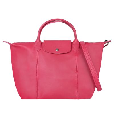 【LONGCHAMP】L1515737C88 經典摺疊手把羊皮水餃包 (桃紅色)